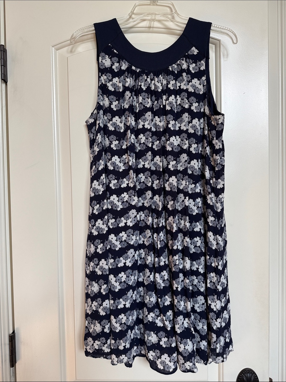 Boden Navy and White Floral Sleeveless Dress